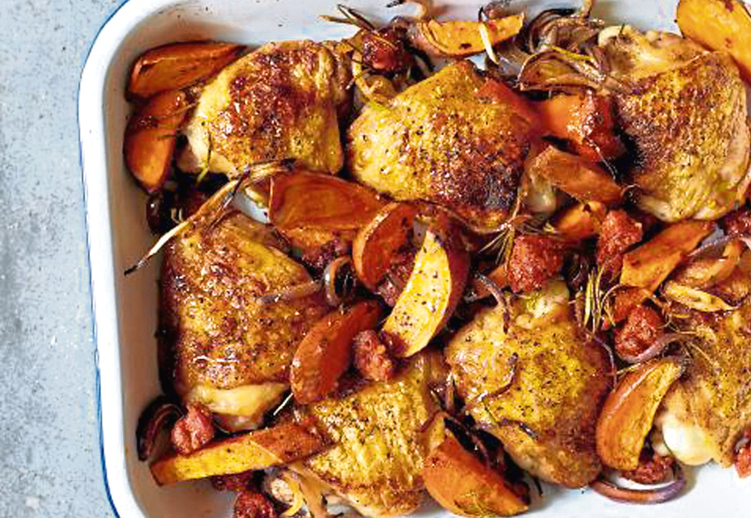 Meals for Under £10: Chicken, chorizo and sweet potato bake - The ...